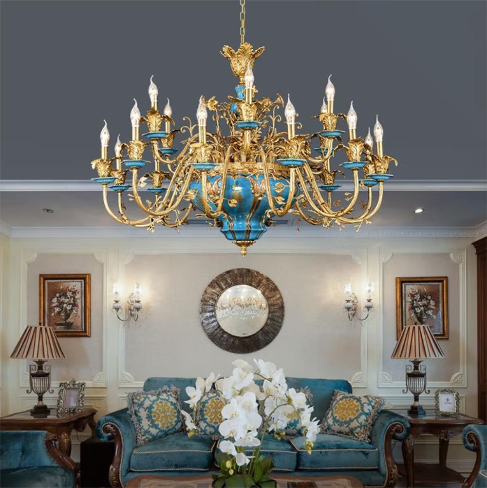 Weelon DUTTI LED Brass Chandelier luxury crystal for living room villa lobby restaurant bedroom